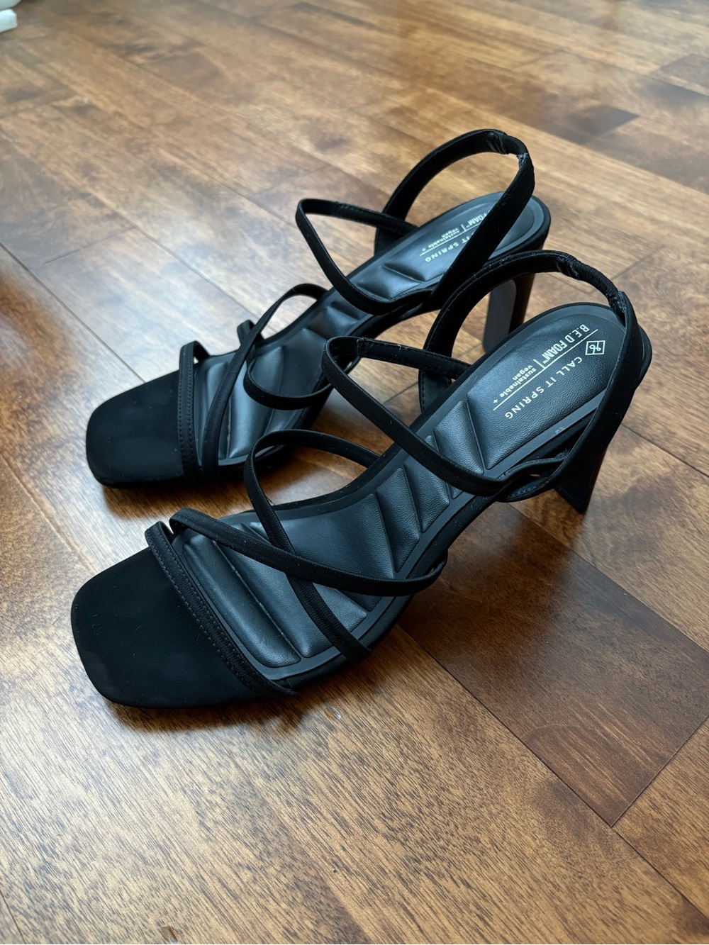 Black Strappy Block Heel Sandals